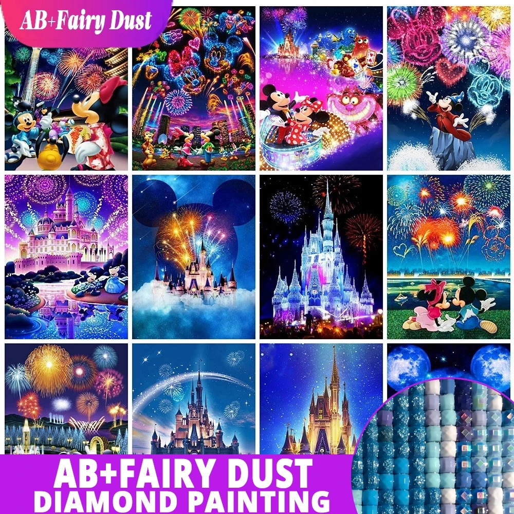

AB Фея Пыль Дисней Алмазная картина Мультфильм Минни Микки Маус Лунный замок 5D Мозаика DIY Домашний декор Подарок Полный 30x40 см