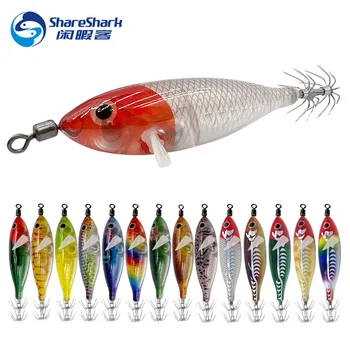 시뮬레이션 발광 나무 새우 미끼 리드 싱커, 새우 미끼 지그 후크 오징어 후크, 바다 낚시 문어 오징어 미끼, 5.7g