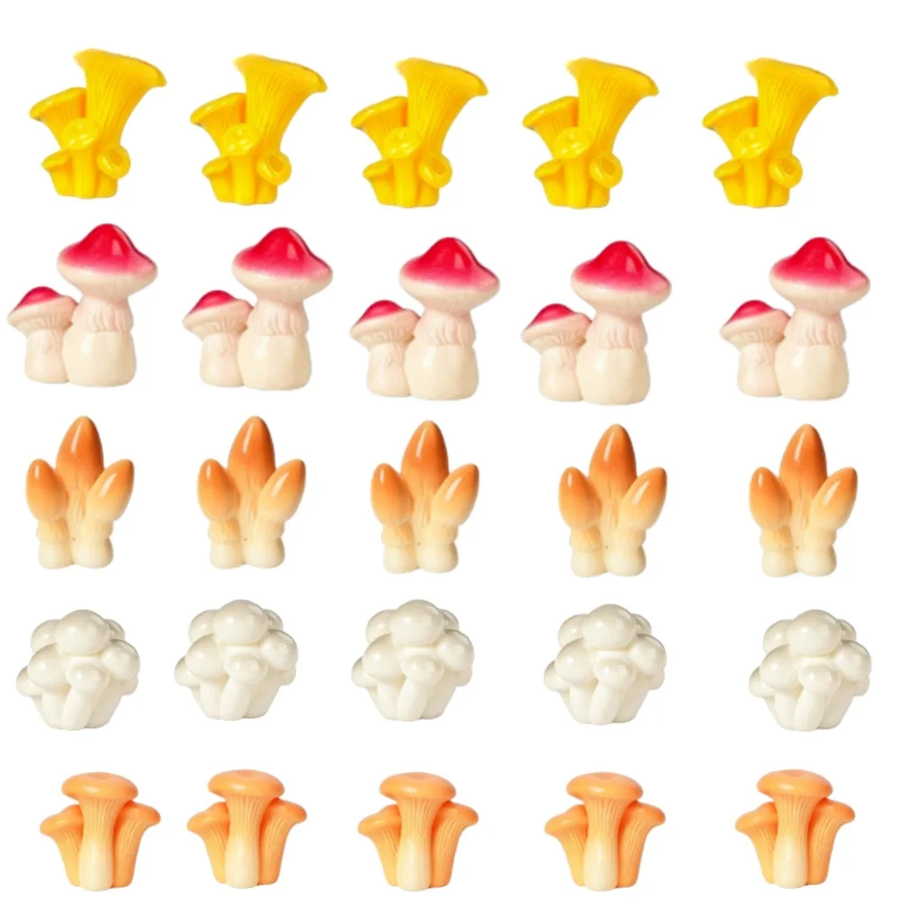 25 Pieces Lifelike Resin Mushroom Models for Terrariums Succulents and Moss Gardens with Stable Flat Base for Secure Placement