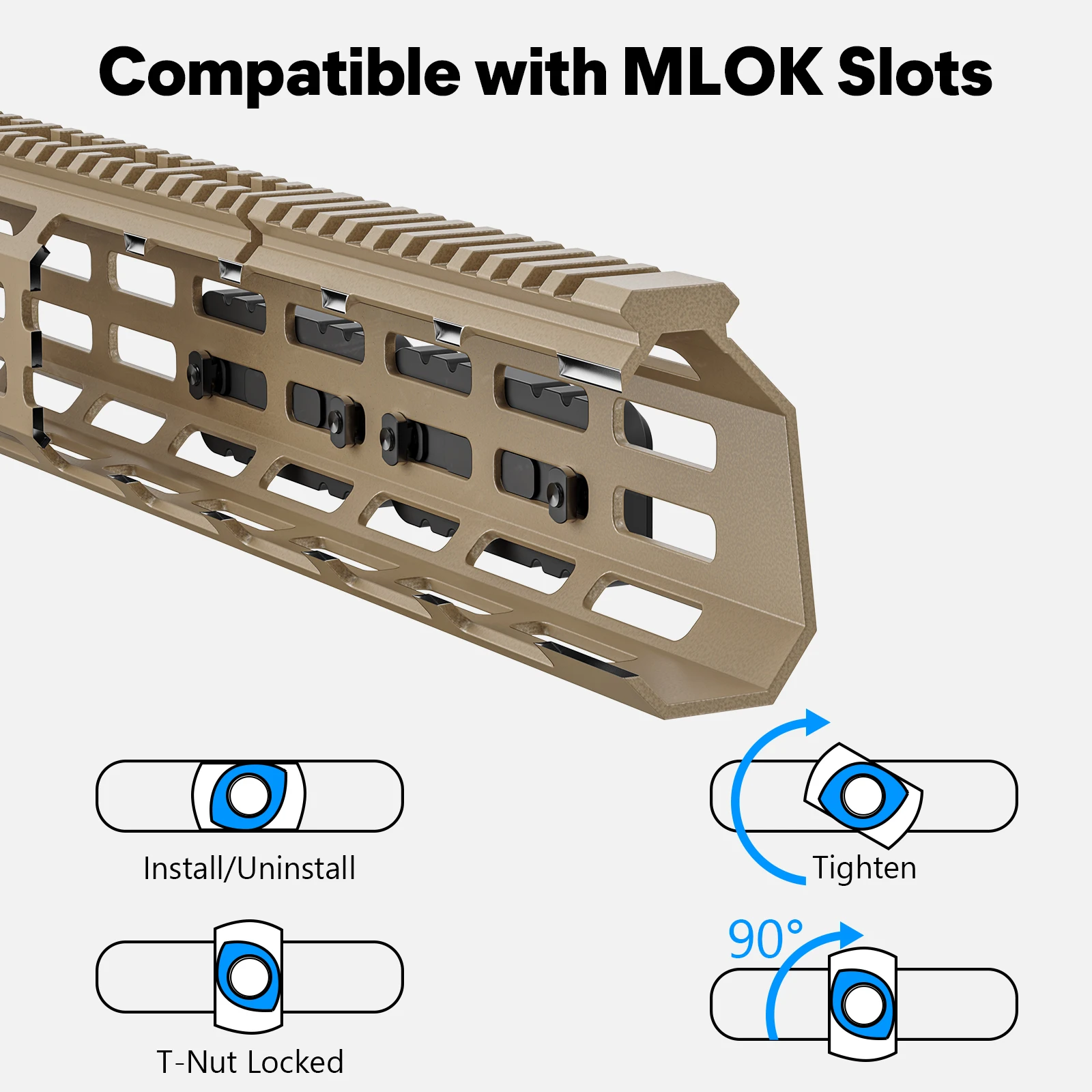 MLOK Exterior Forend Weights with QD Sling, MW5 All Metal Weight Block Kit for MLok Handguard, Rail Scales Mlok Hand Stop - view 6