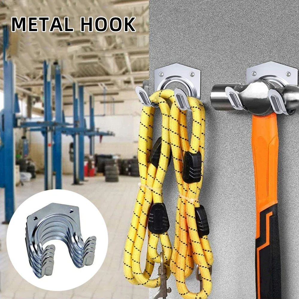 5/10pcs Hanger Sets Tools Storage Hooks Wall Mount Metal Double Hooks Garage Shed Hanging Organizer Garden Bracket