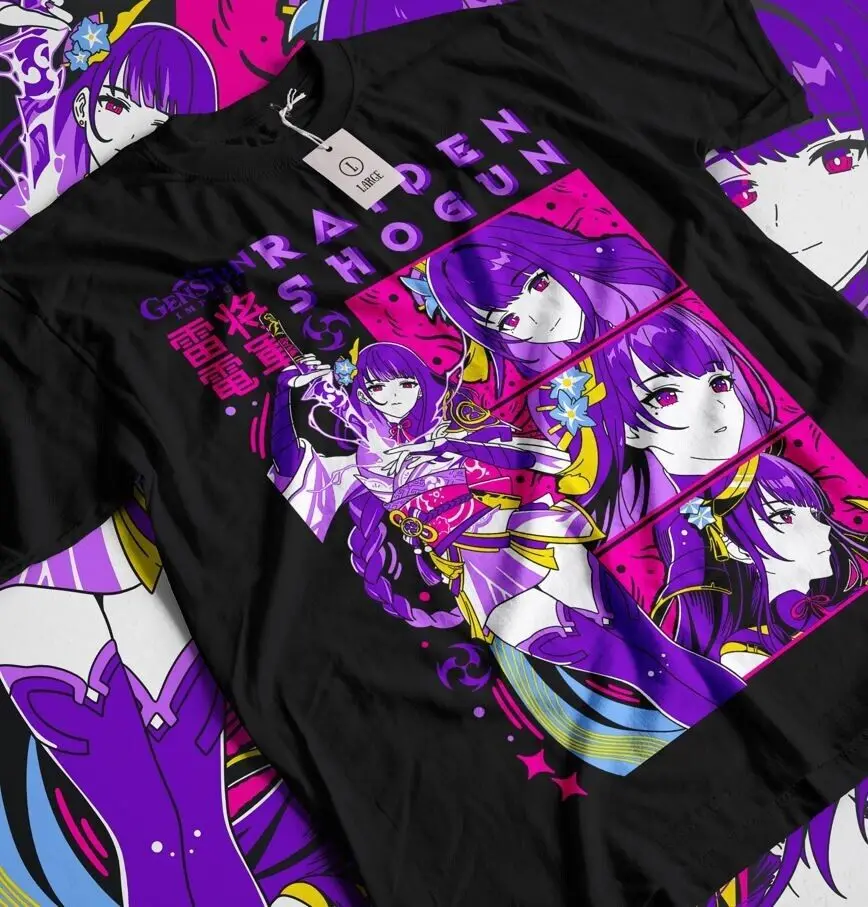 Genshin Impact Raiden Shogun camiseta Anime Unisex Harajuku camiseta todas las tallas