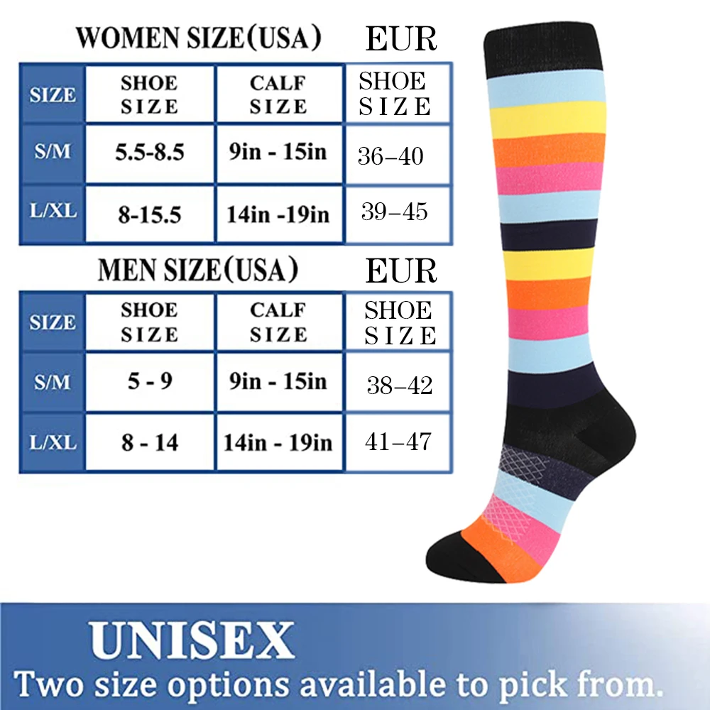 3 Pairs Random Color Compression Socks For Women Promote Blood Circulation Tight Socks For Nurses Pregnancy Gym Hiking Running image 4