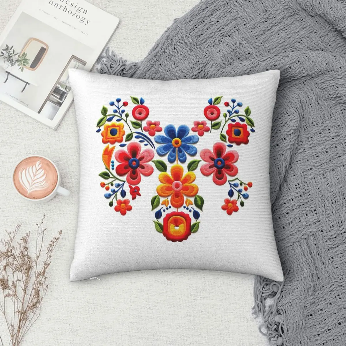 

Квадратная наволочка с вышитыми цветами, наволочка, полиэстеровая подушка на молнии, декоративная удобная декоративная подушка для дома, гостиной