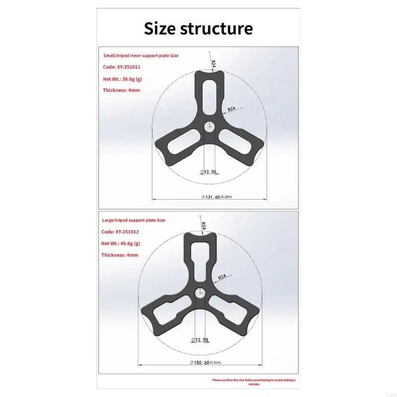 Universals Aluminum Tripods Mounting Plate With Regulable Angles and Nonslip Base For Outdoor Equipment 24BD