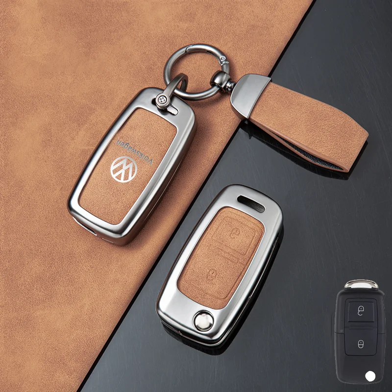 Zinc Alloy Leather Car Smart Key Case Cover Shell Fob Holder for VW Volkswagen MK4 Bora Golf 4 5 6 Jetta Passat Polo Bora Touran