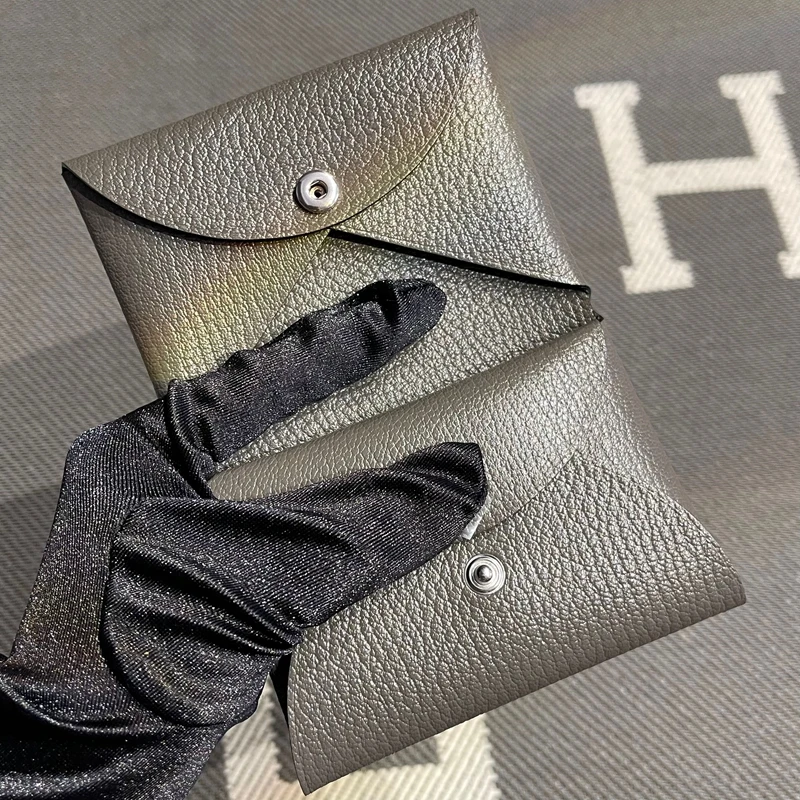 Women Bags Grey - Dompet Kompak Kulit Asli Kulit Kambing