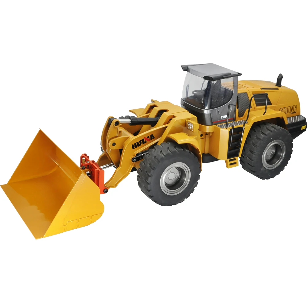 HUINA 583 Metal Flat Grading Bucket with Quick Hitch Connector For 1583 Wheel Loader Bigger than Orignal Side Tipper Bucket