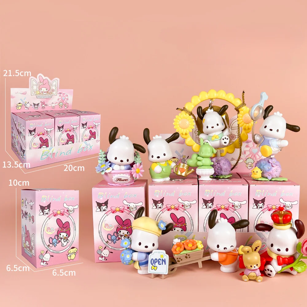 Sanrio Blind Box Kawaii Pochacco Figures Dolls Toy The Flowers Series Home Decoration For Fans Birthday Gift