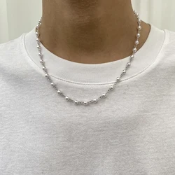 Small Imitation Pearl Beads Chain Short Choker Necklace for Men Trendy Beaded Chain Necklace on Neck 2023 Fashion Jewelry Collar