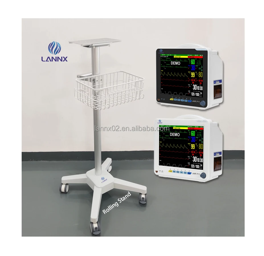 

LANNX Best selling Medical Patient Monitor Cart Movable Hospital portable pacients Monitor Trolley Dental Rolling Stand