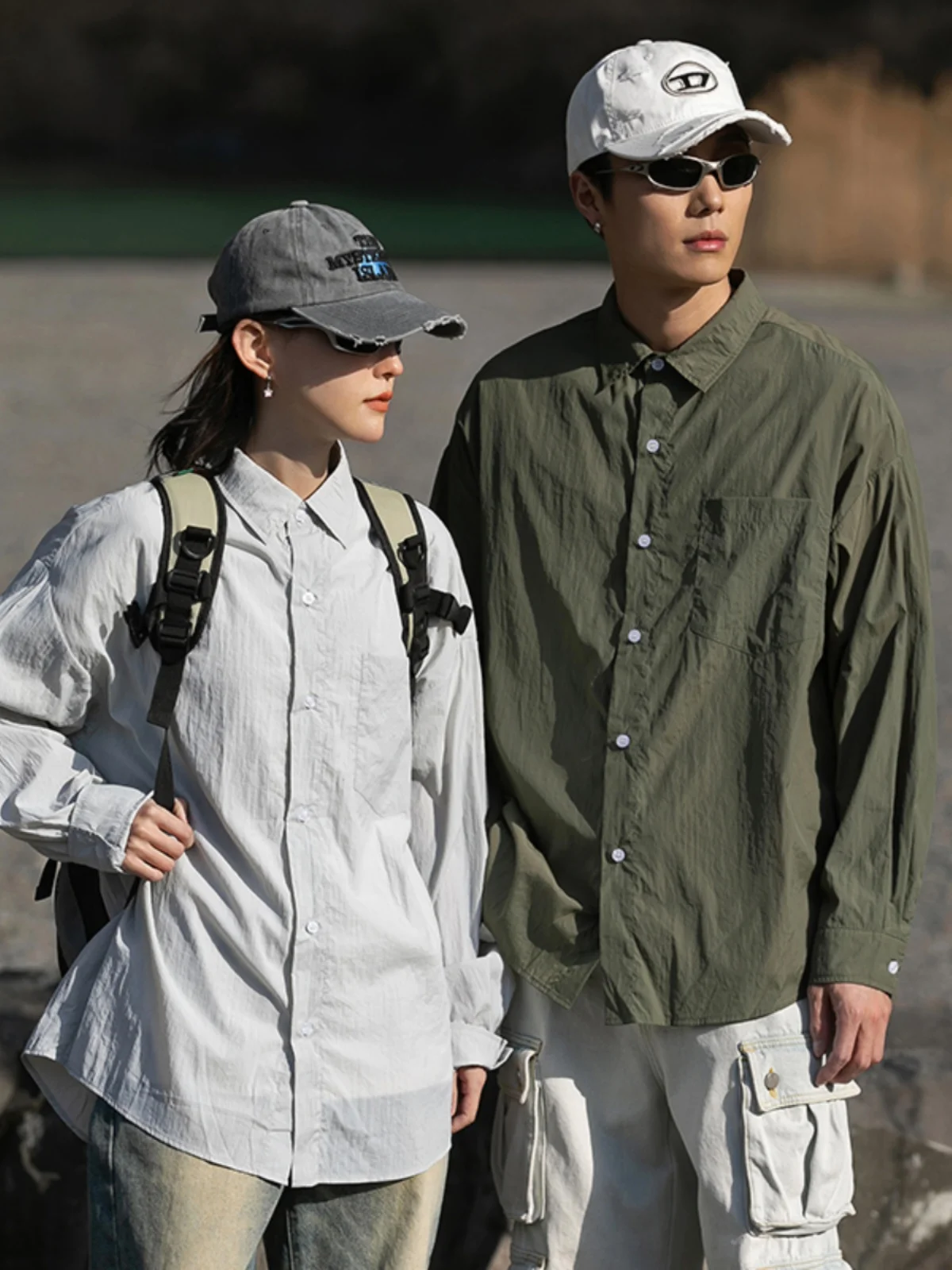 

Outdoor Quick Dry Breathable Long Sleeve Collared Sun Protection Shirt for Men Summer Fashion Urban Loose Fit Youth Active Style