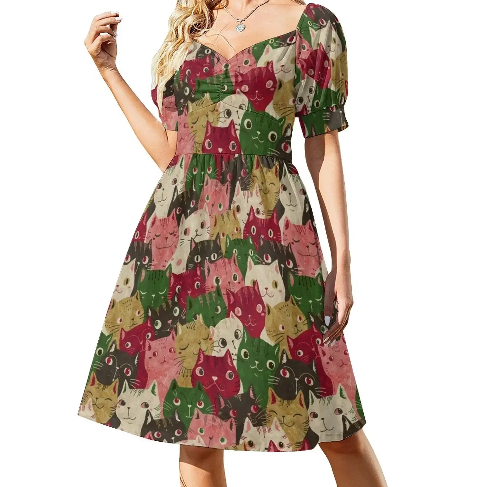 

Christmas cats Short-Sleeved Dress Women's summer dress Dress woman clothes for woman summer womens 2025