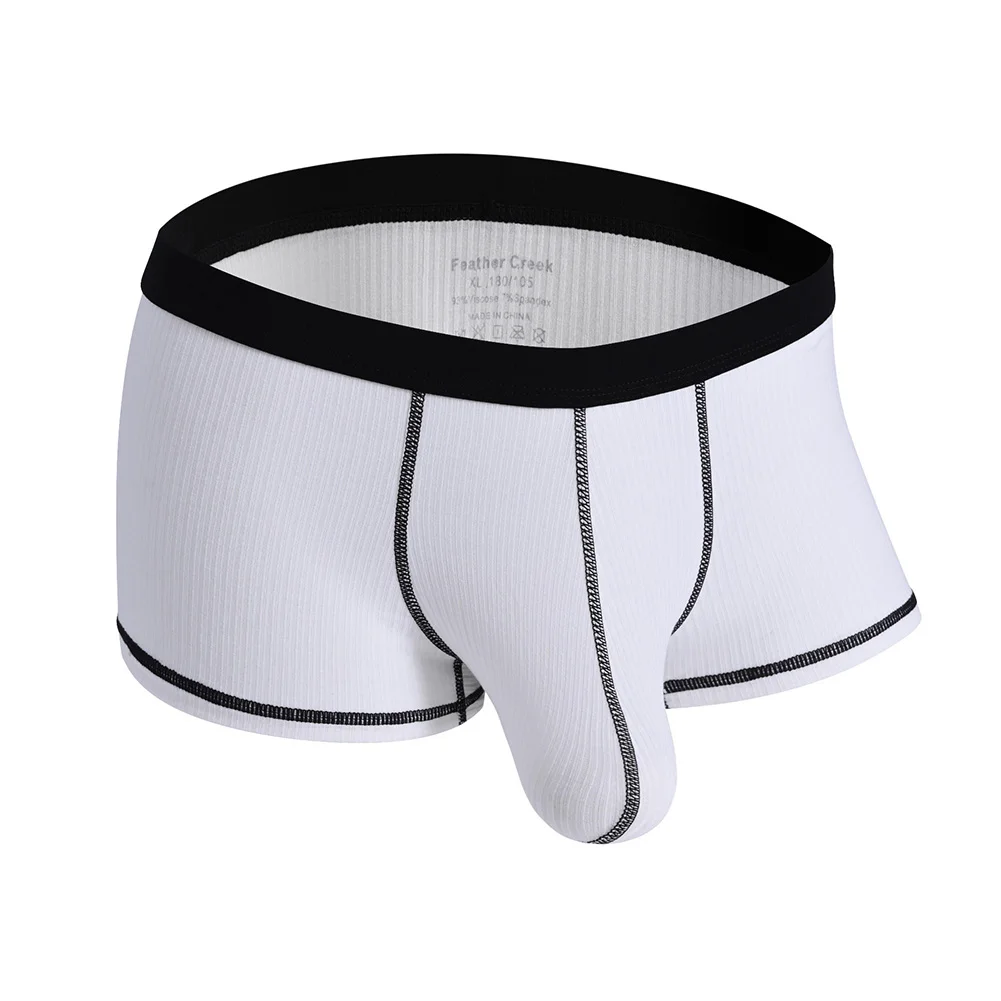 1pc Men Ribbed Large U-shaped Pouch Boxers Underwear Sporty Buttock Lift Shorts Hot Panties Front-enlarged Pouch Briefs