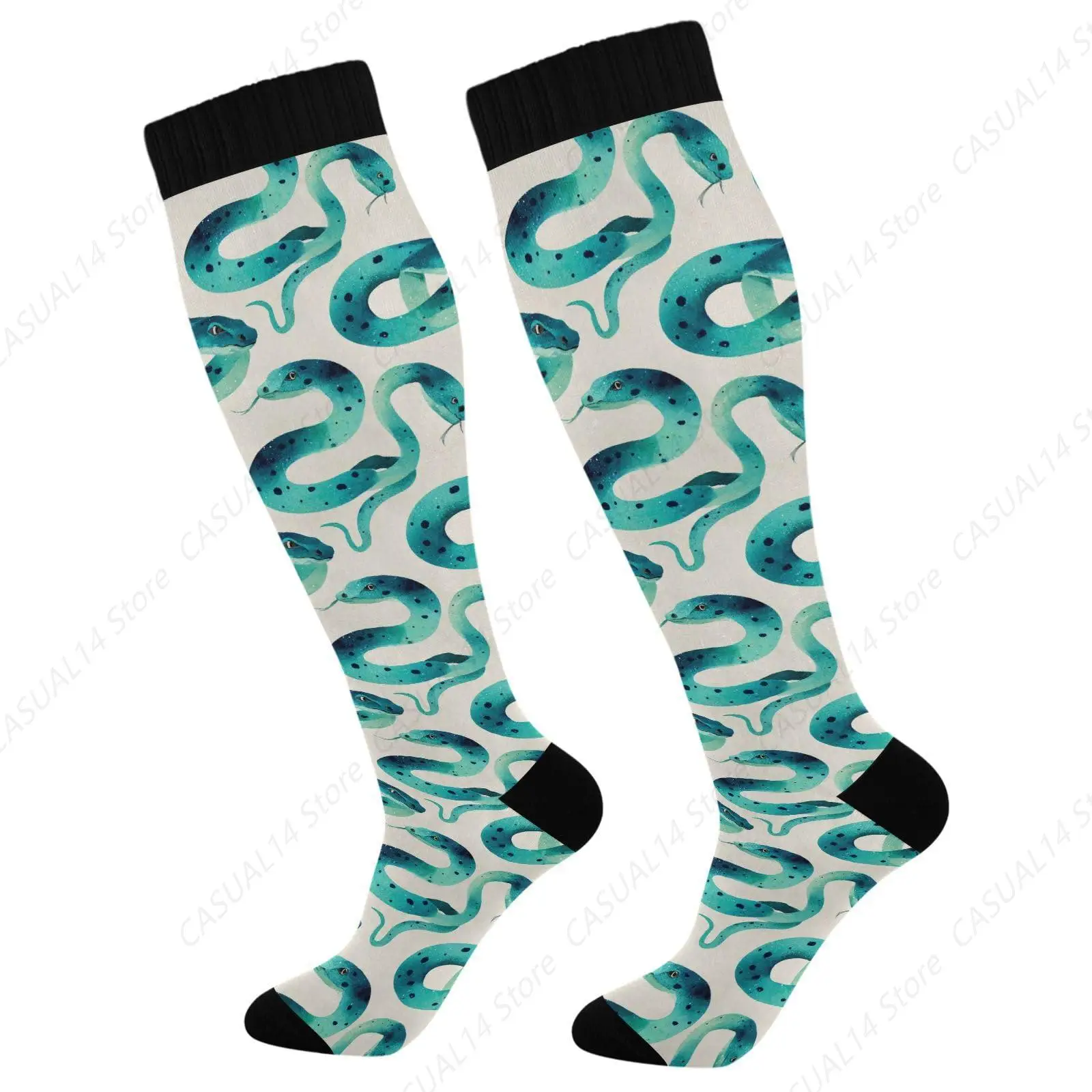 

Cute Green Snakes Compression Socks Wide Calf Knee High Socks for Women Men Support Socks for Nurses