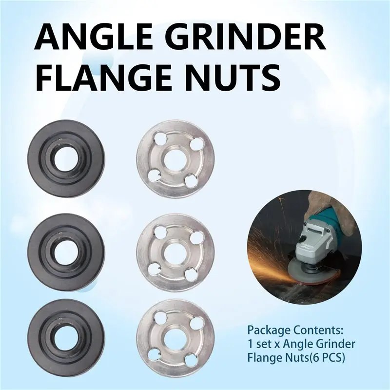 A36T-6Pcs Lock Nuts Flange For 9523 Nut Inner Outer Kit Angle Grinder Tool 2 Specifications-Toothless, Toothed