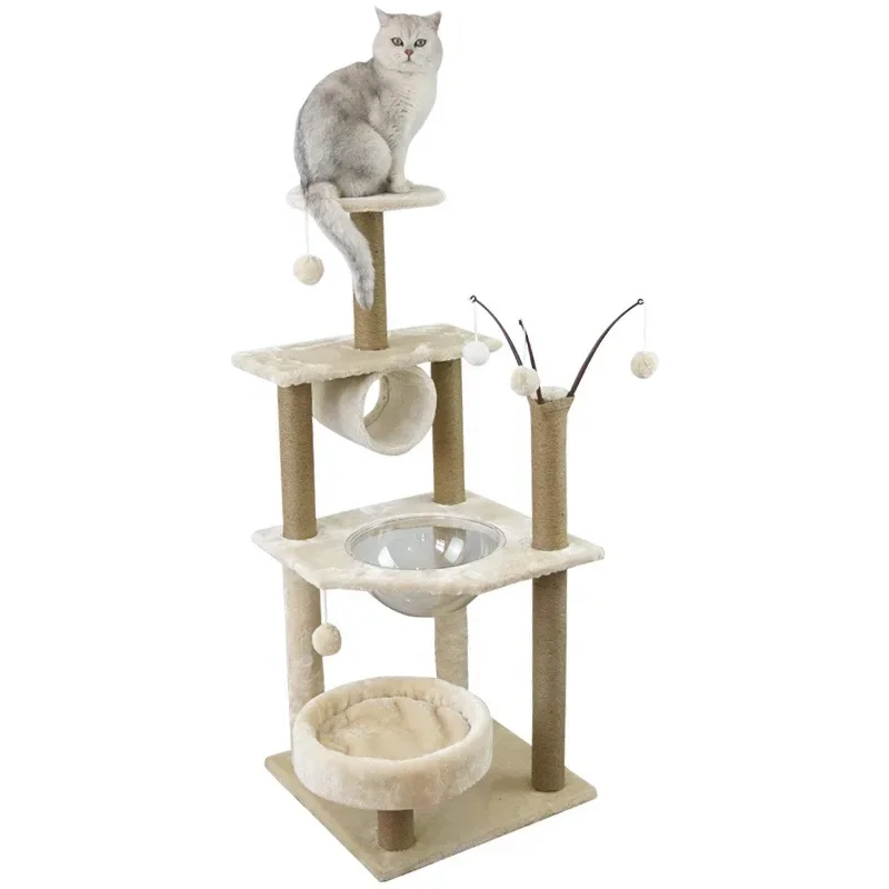 Hot selling Wholesale price plush cat tree climbing frame  scratching post Pet cat