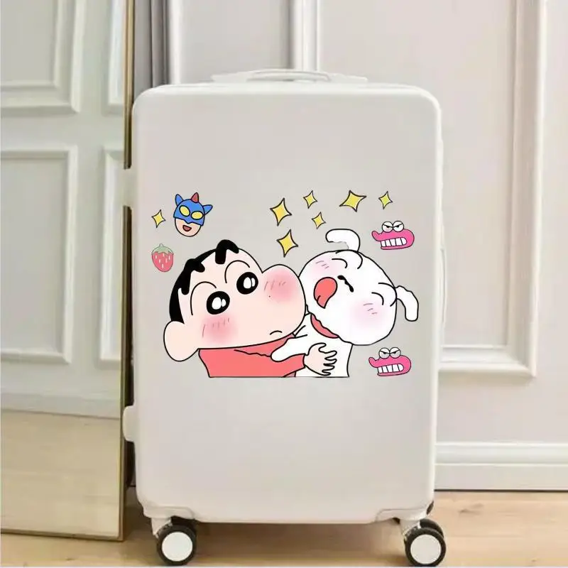 Kawaii cute cartoon anime Crayon Shin-chan suitcase motorcycle laptop guitar DIY decoration stickers