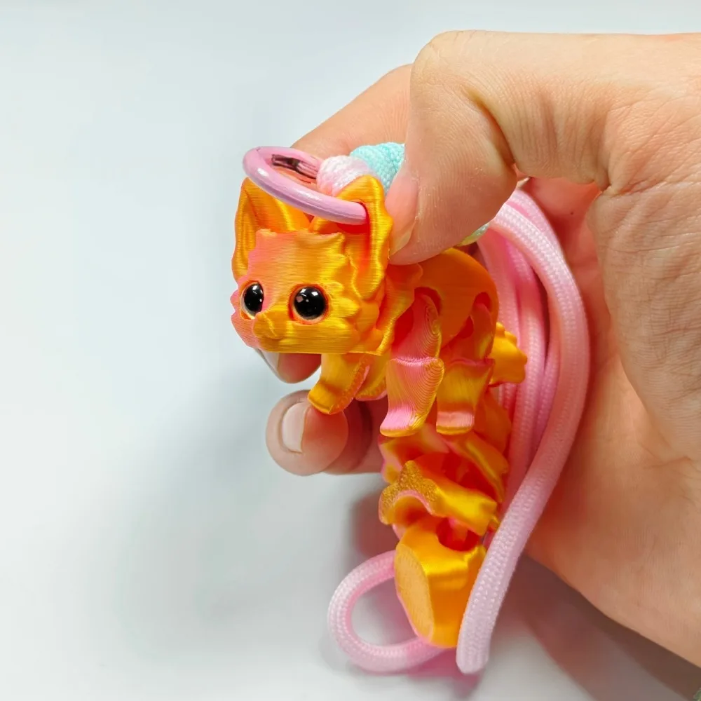 3D 인쇄 귀여운 여우 액션 피규어 장난감 여러 관절 움직일 수있는 시뮬레이션 눈 교수형 로프 룸 장식 액세서리 어린이 선물