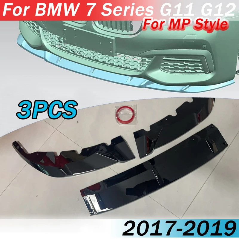 Car Front Bumper Lip For BMW 7 Series G11 G12 2017-2019 For MP Style Splitter Spoiler Guard Protector Cover Body Kit Exterior