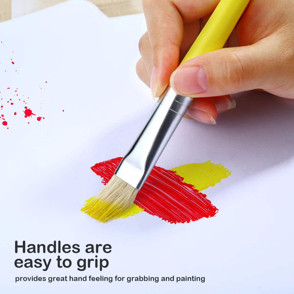 

8Pcs Children's Painting Brush Set for Beginner Practice Long-Lasting Construction Rounded and Flat Heads for Versatile Art