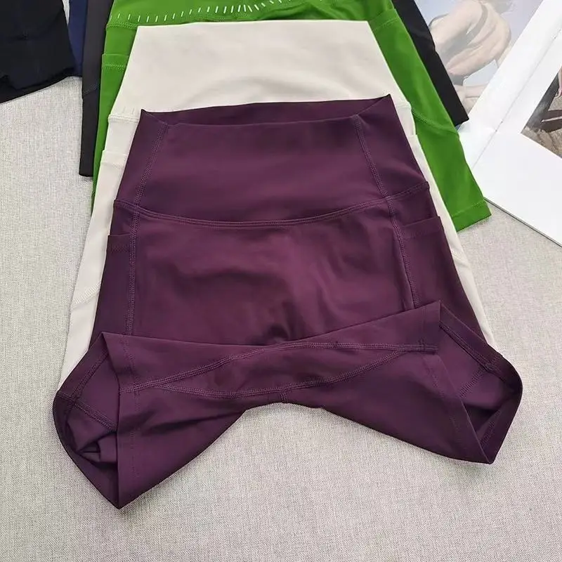 High Waist Four-Point Yoga Pants for Women Peach Lifting Hips Cycling Fitness Running Shorts with Pocket outside Wear