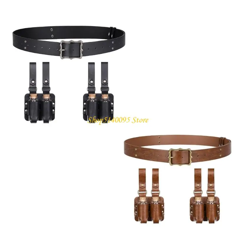 

DXAE Medieval Vikinges Detachable Pu Belt Cork Bottle Renaissances Costume Accessories Halloween Vikinges Costume Accessory