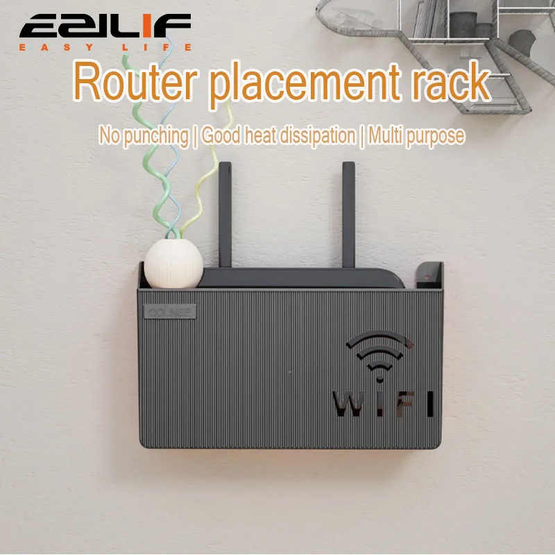 Casa caixa de armazenamento montada na parede sem fio wifi tv set-top box sala de estar quarto roteador rack de armazenamento para organizar e organizar