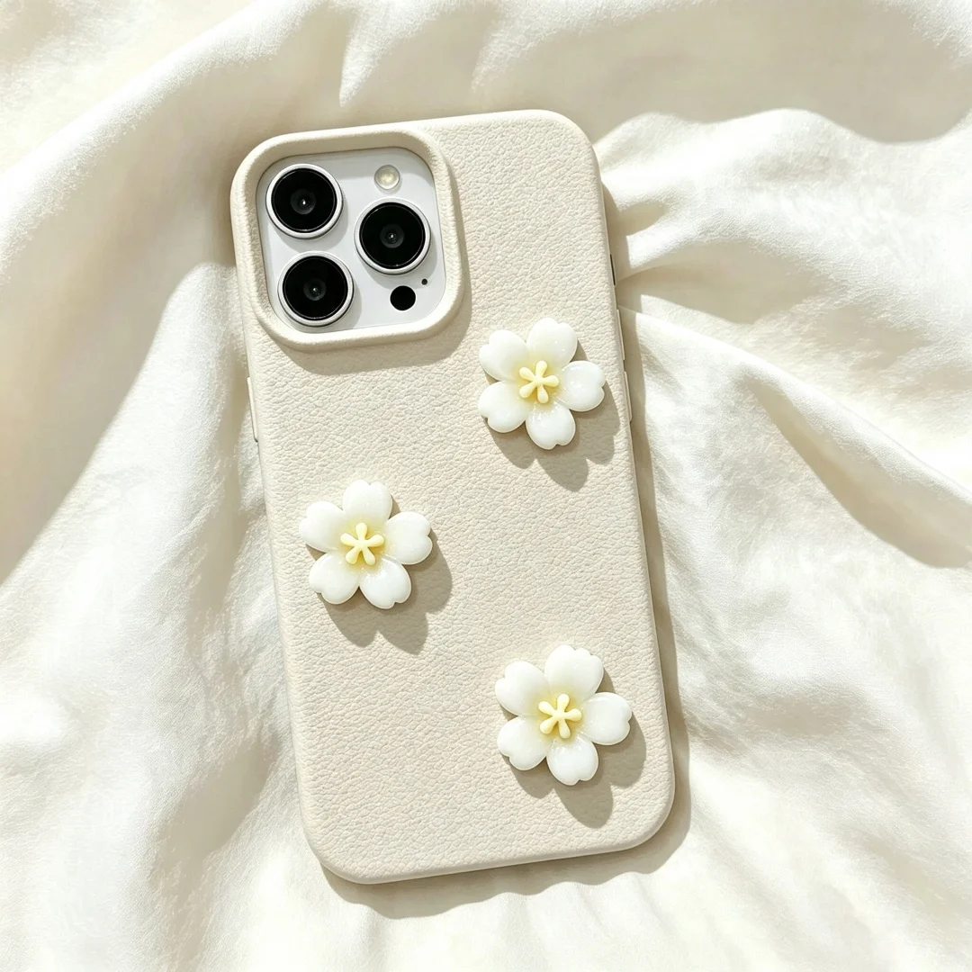 Girly 3D Cherry Blossom Soft Phone Case For iphone 17 14 15 16 11 12 13 Pro Max 17 Air XS XR X 14 15 16 Plus Candy Color Cover view 2