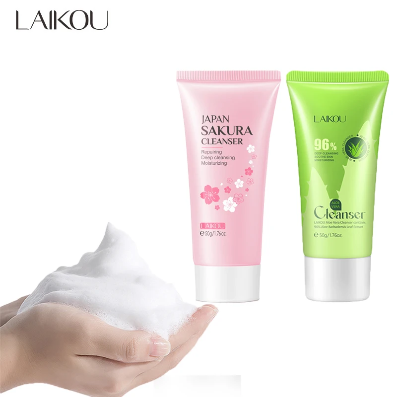 Aloe Sakura Facial Cleanser Face Washing Moisturizing Oil Control Blackhead Remove Scrub Deep Norishing Skin Care Cosmetics