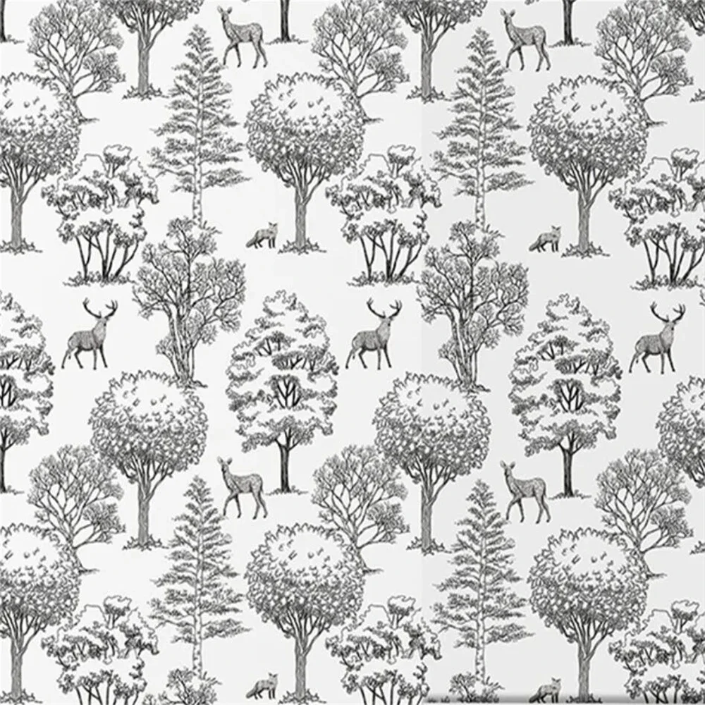 Custom Retro Black Trees Wallpaper for living room Forest Home Decoration Self-adhesive wall Paper For Living Room art Stickers