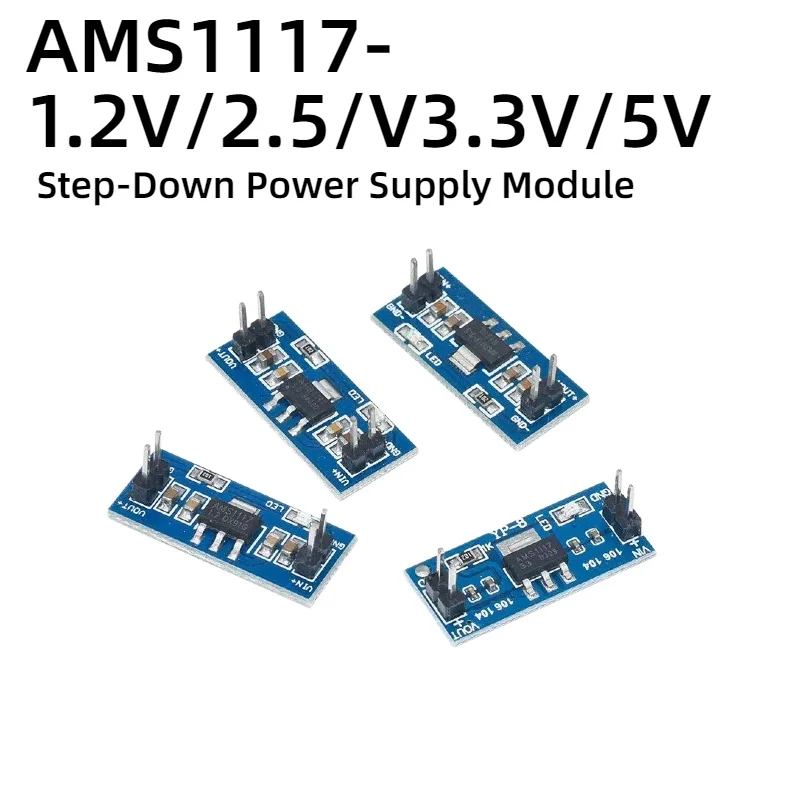 AMS1117 Step‑Down Power Supply Module 1.2V 1.8V 2.5V 3.3V 5V DC‑DC Voltage Regulator Converter Board