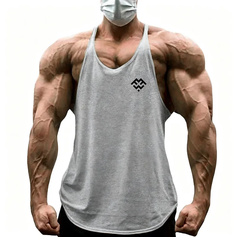 Summer Mens Y Back Cotton Gym Stringer Tank Tops Running Vests Bodybuilding Sleeveless Singlets Muscle Fitness Clothing