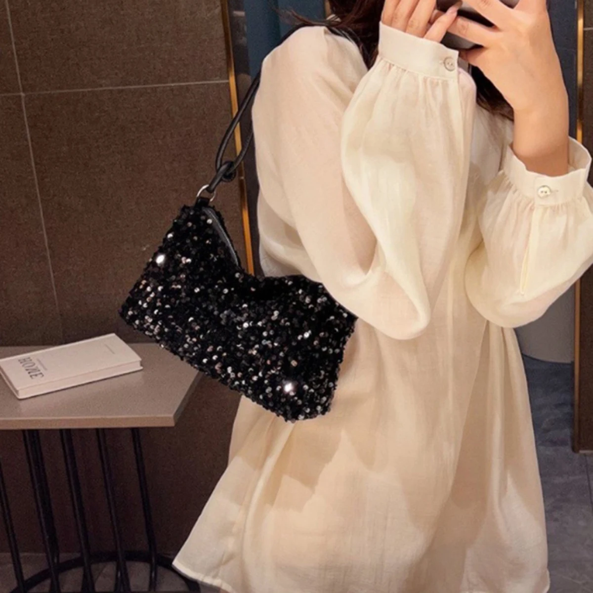 

Black Spice Glitter Underarm Bag Casual Chic Chic Design Crossbody Shoulder Bag One Outfit Wear