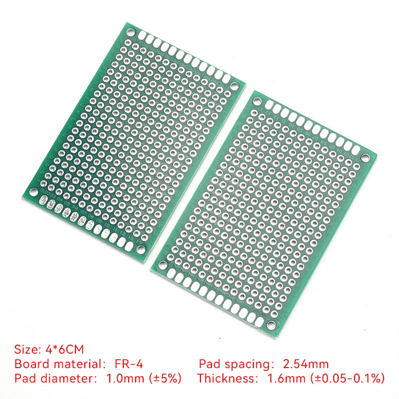 2 Stück 2,54 mm Rastermaß Doppelseitige Universelle Leiterplatte 4x6 cm Größe für Elektronik-DIY-Projekte – Detail 1