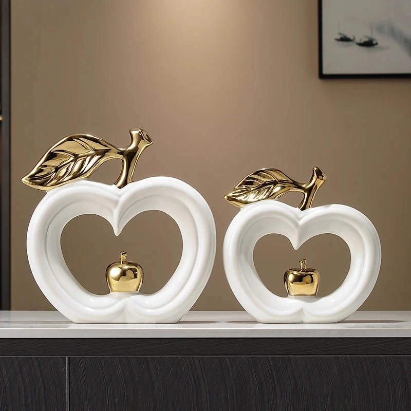 

Gold-plated Hollowed Out Apple Statue Desk Decoration Ornaments Minimalism Fruits Ceramic Sculpture Room Aesthetics Decor