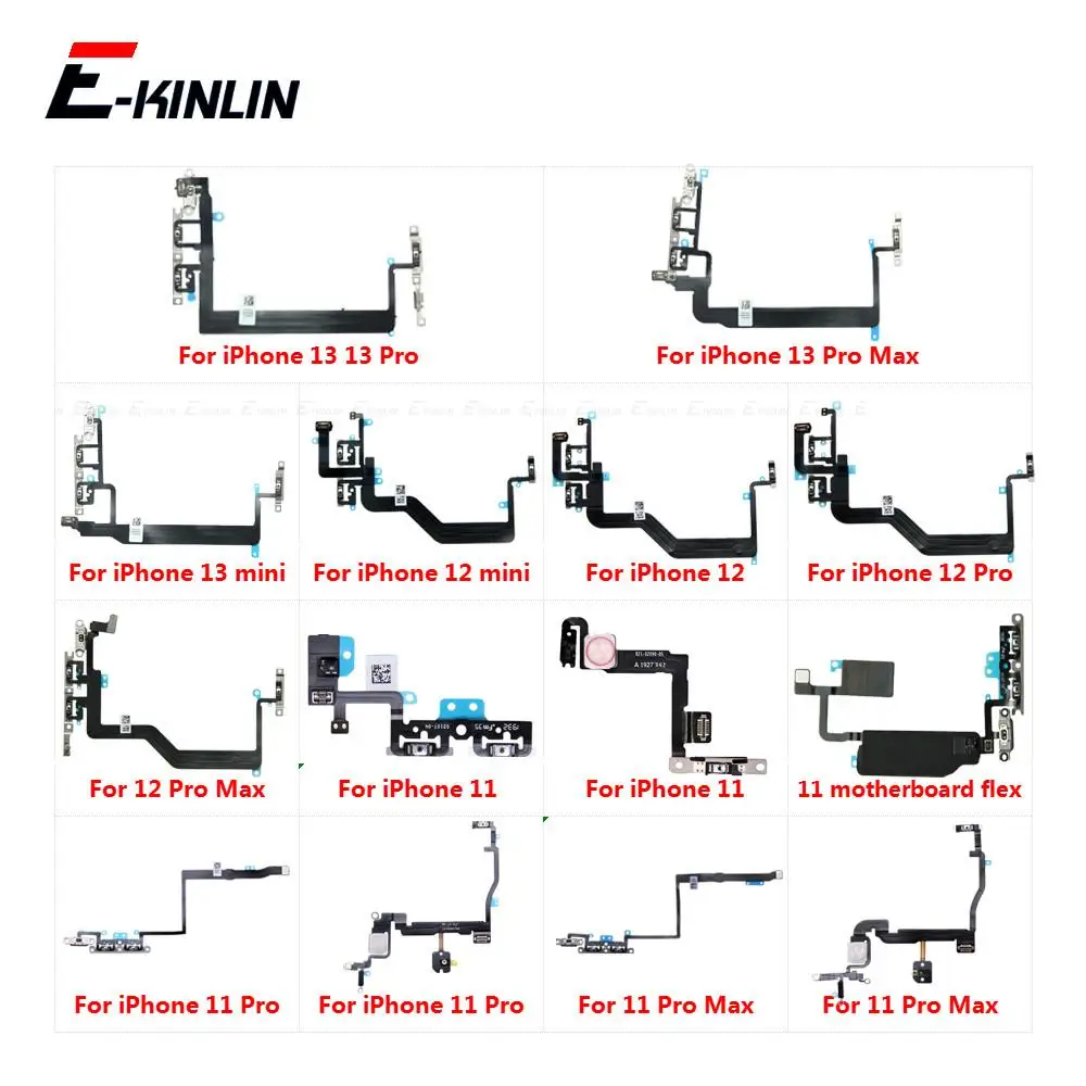 Power ON OFF Mute Switch Control Key Volume Button Flex Cable For iPhone 13 12 mini 12 11 Pro Max Replacement Parts