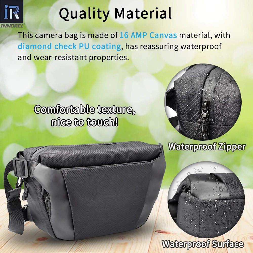 INNOREL CB0621 6L Waterproof Camera Sling Bag, DSLR/SLR/Mirrorless Camera Bags Crossbody for Traveling, Sporting, Cycling, Daily