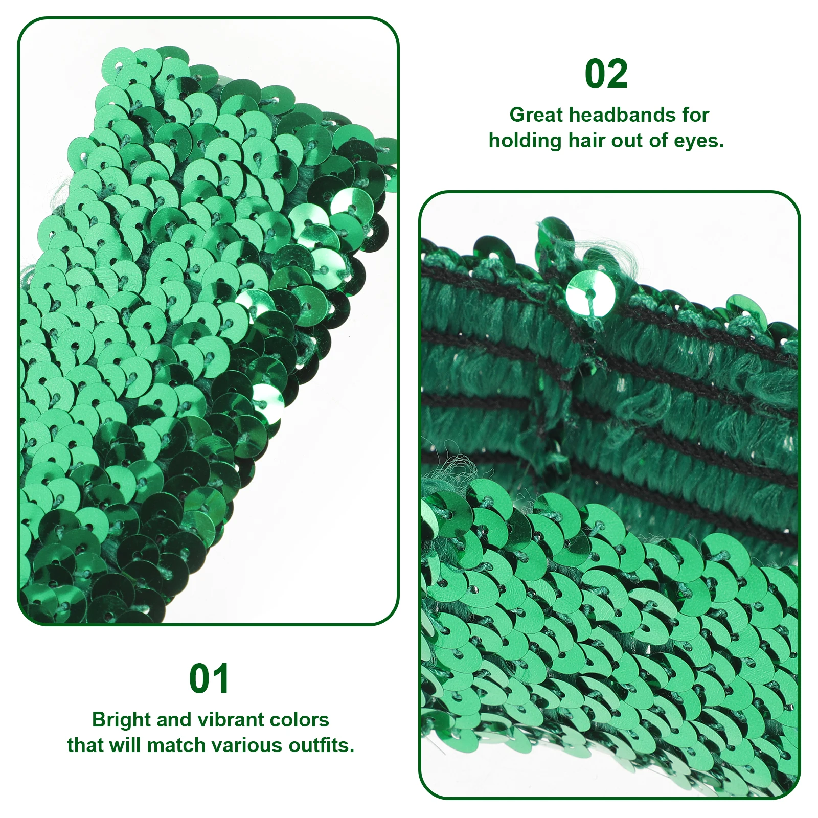

1pc Green Sequin Headband Elastic Sports Hairband Women Fitness Headdress Birthday Accessories Hair Tools Stylish Glitter Band