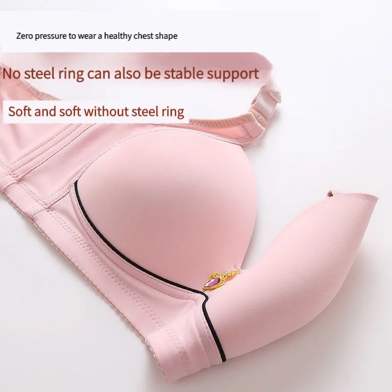 New Non-magnetic Thin Cup Glossy Fat Mm Bra Large Size No Underwire Comfortable Breathable Gathered Women\'s Underwear