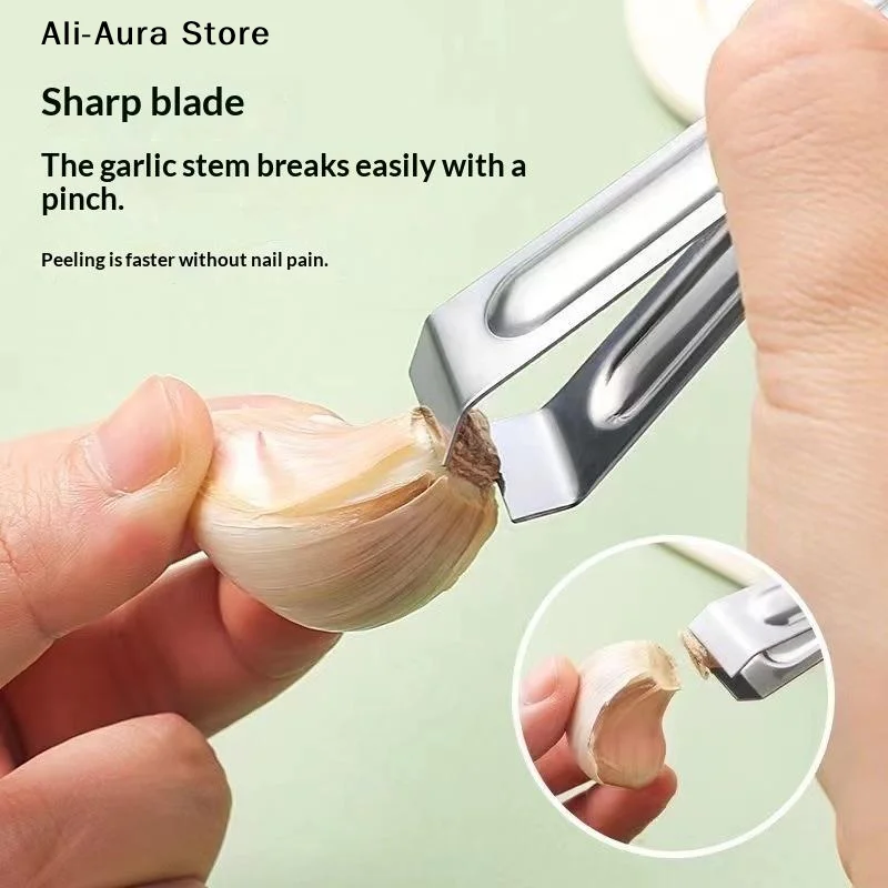 1Pcs Stainless Steel Garlic Peeling Clip Ergonomic Design One Piece Structure For Home Kitchen Restaurant Daily Cooking