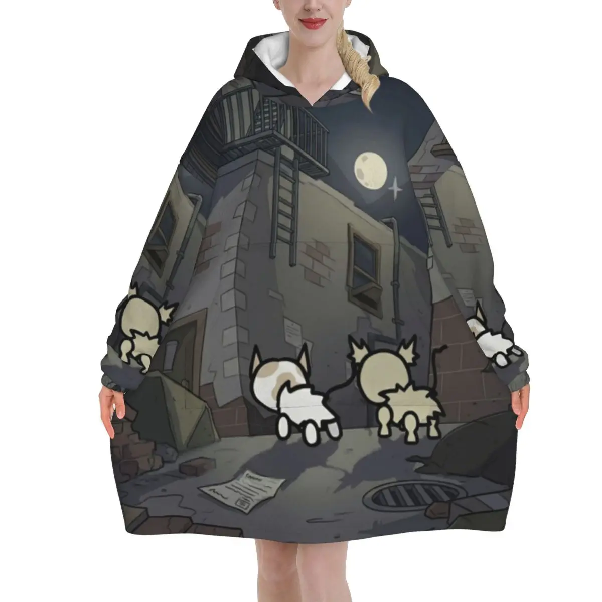 Mewgenics Wearable Blanket Hoodie for Women Men Warm Cozy Oversize Blanket Sweatshirt Thick Fleece Hooded Blanket with Pocket