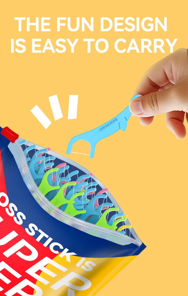 Kinder 100 Sticks Zahnseide Barrel Farbige Zahnseide Für Kinder Heilung Dent Zähne Reinigung Kieferorthopädische Interdental Pick – Detail 5