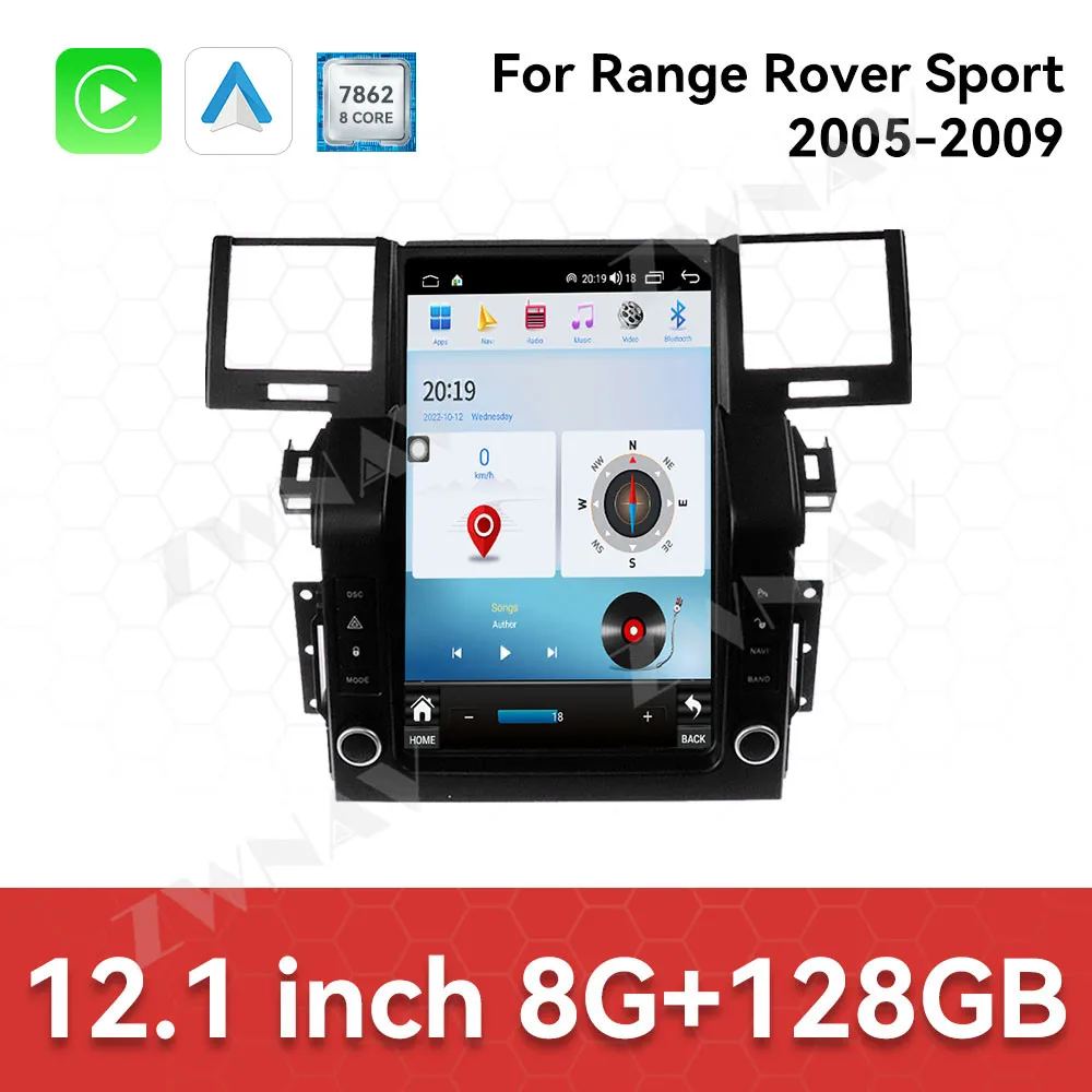 

12,1-дюймовый сенсорный экран Carplay для Land Range Rover Sport 2005-2009 Android 14, GPS-навигация, WIFI, 4G, автомобильный мультимедийный плеер