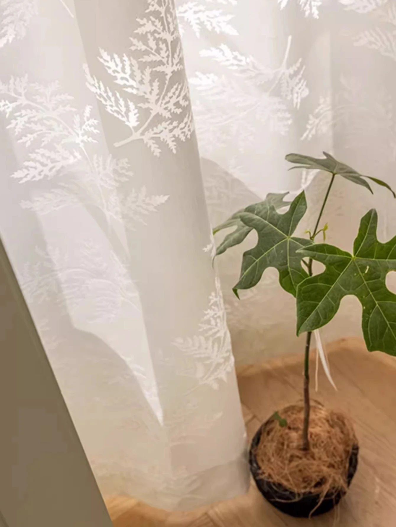 Jacquard  Tulle Curtain Jacquard weave Countryside Vintage Sheer Curtain for House Living Room Bedroom All Season