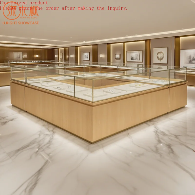 

Custom.Customizable Luxury Wooden and Glass Jewelry Display Cabinets for Retail Stores Factory Customization and Whole-Store Des
