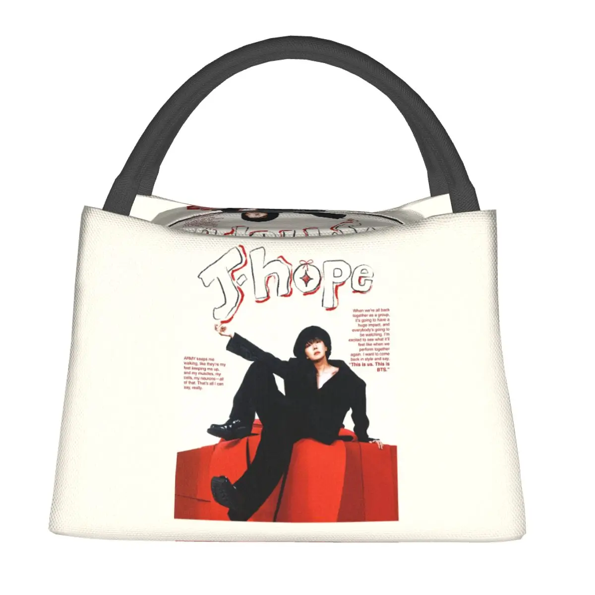 J-Hope Hope World Album Art Jhope Album Mixtape Insulated Lunch Bag for Women Children Food Boxes Thermal Lunch Box Tote