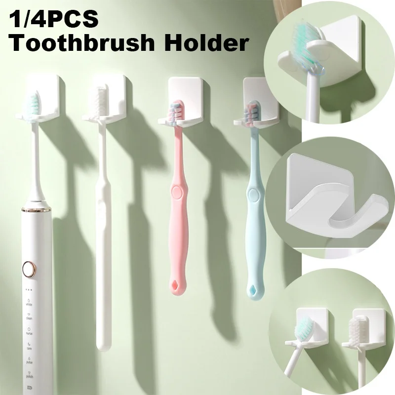 1/4PCS U-förmiger Zahnbürstenhalter Wandmontage ohne Bohren Spurlose Wandbehang Wasserdicht Stabil Sichere Badezimmer Home Storage