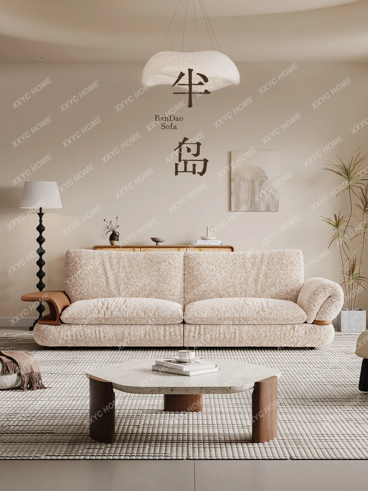 Medieval Peninsula sofa side few  new solid wood fabric living room straight row removable and washable light luxury