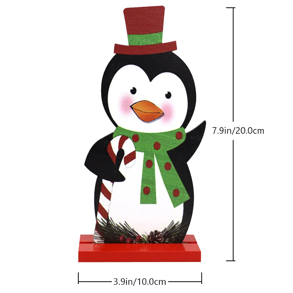 1Pcs Christmas Wooden Santa Desktop Adornment Colored Drawing Ornament for Home Office Xmas Decoration Gift Desktop Adornment